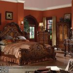 Set Tempat Tidur Ukir Mewah KSU-385, Set Kamar Utama, Ranjang Klasik, Tempat Tidur Klasik Eropa