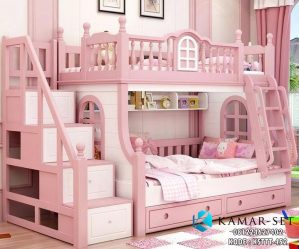 Tempat Tidur Tingkat Anak Terbaru Pink Putih