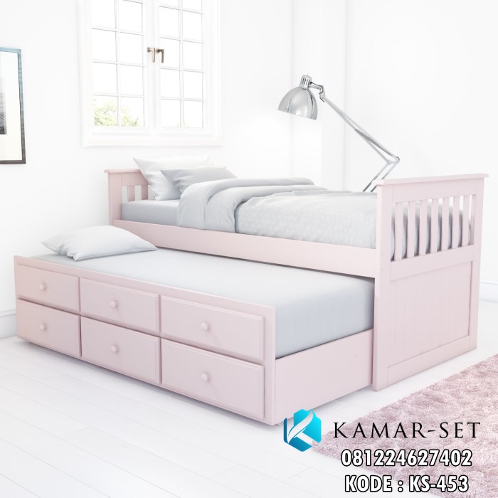 Tempat Tidur Sorong Pink Pastel Anak Perempuan