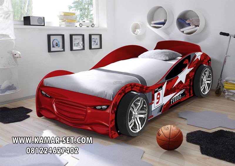 Model Tempat Tidur Anak Bentuk Mobil Red Car